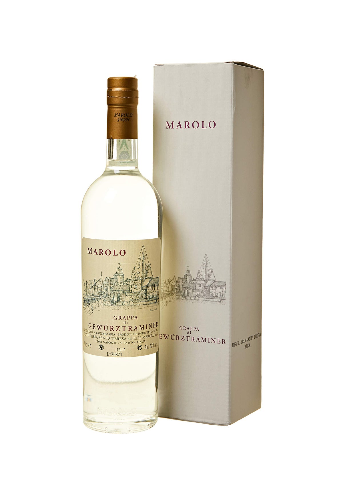 Grappa di Gewürztraminer Marolo 42% Vol Astucciato