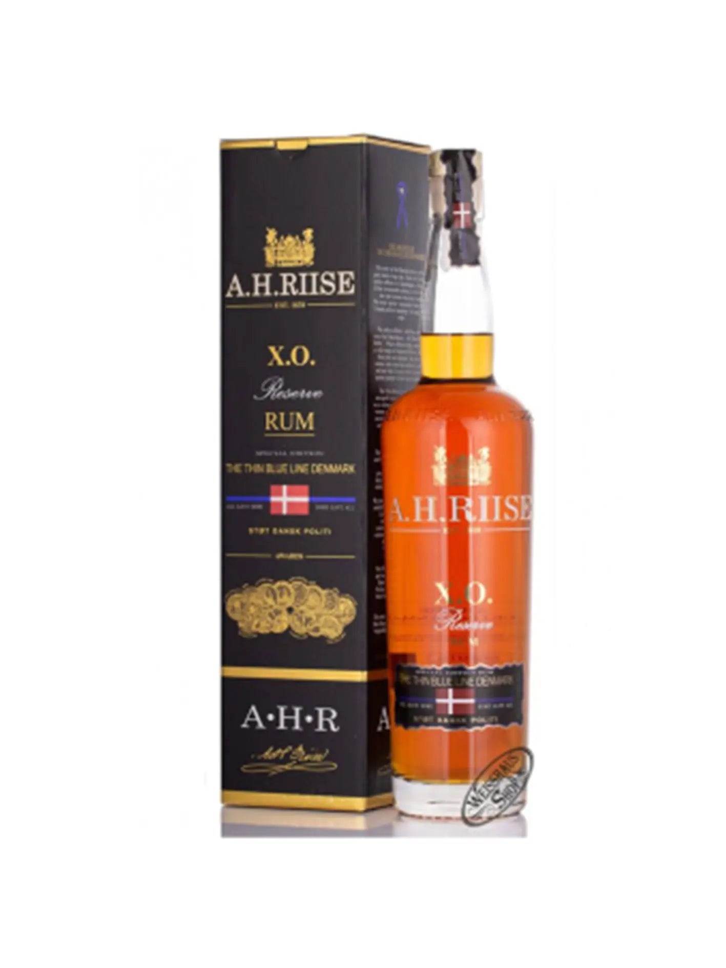 Rum A.H. Riise Extra Old The Thin Blue Line della Danimarca 40% 70cl A.H. RIISE